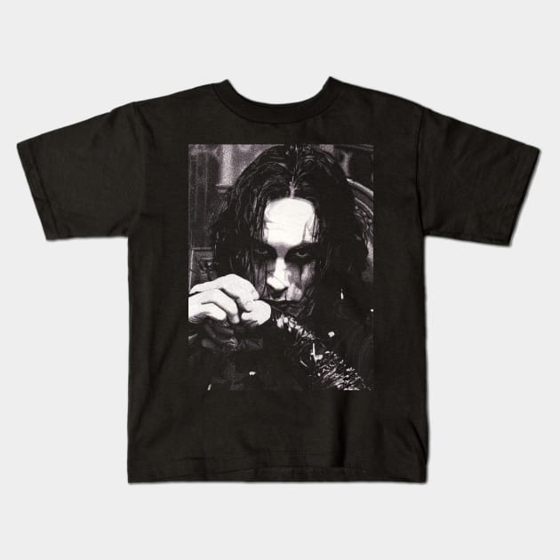 Eric Draven Portrait - The Crow Kids T-Shirt by DesignedbyWizards